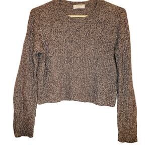 Babaton Aritzia grey wool ribbed cropped long sleeved sweater size XS